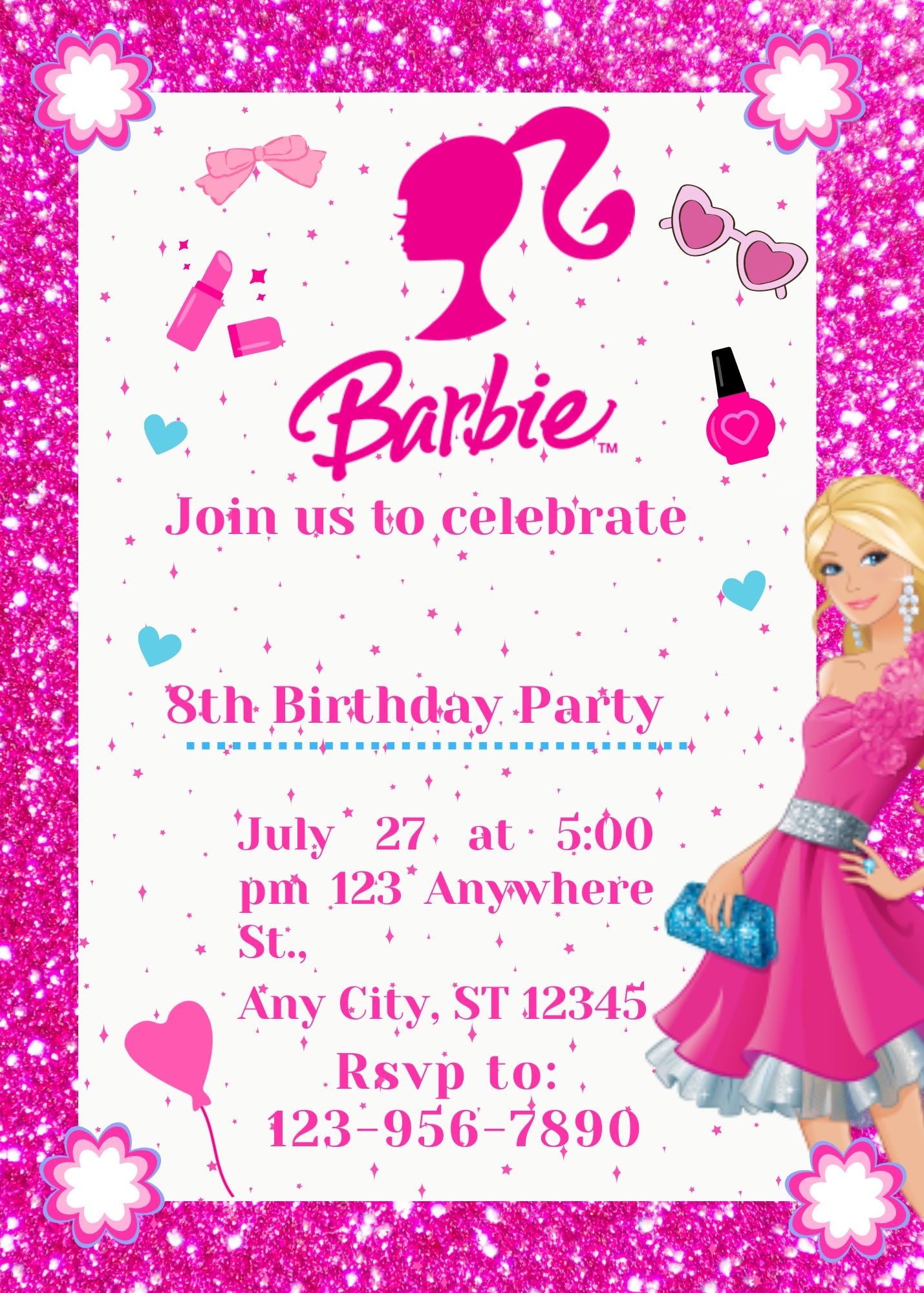 	barbie invitation template free