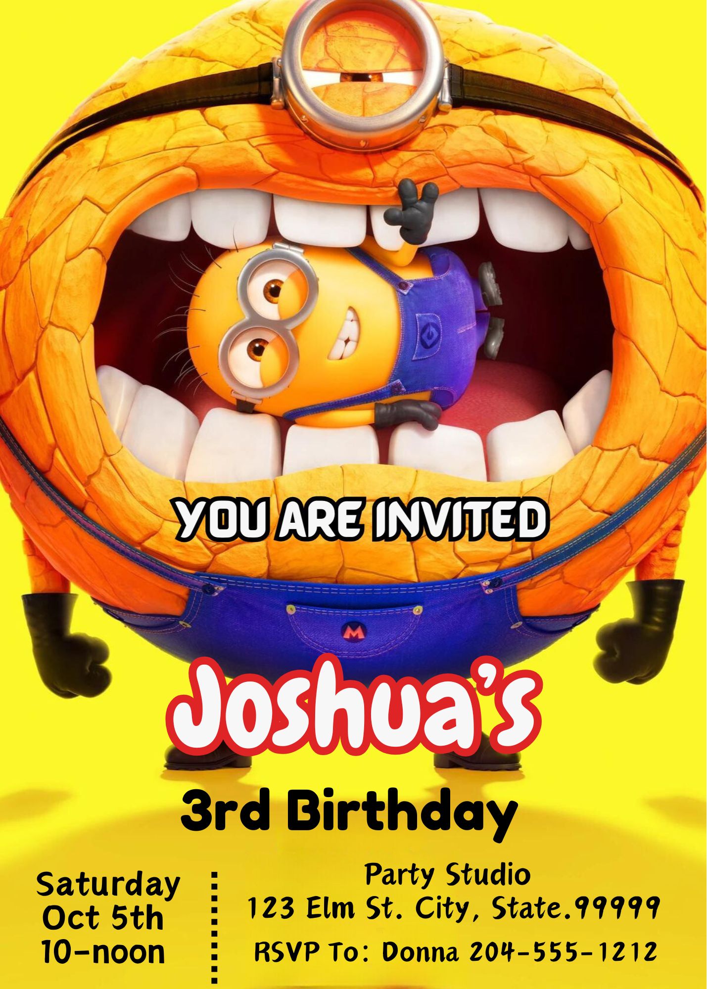 printable minion birthday party invite 