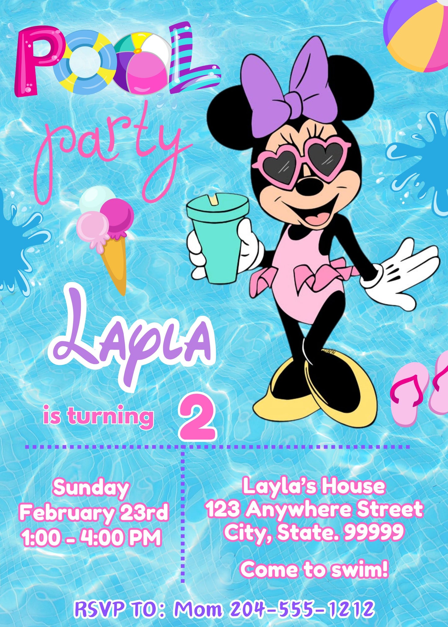 minnie mouse birthday invite template 