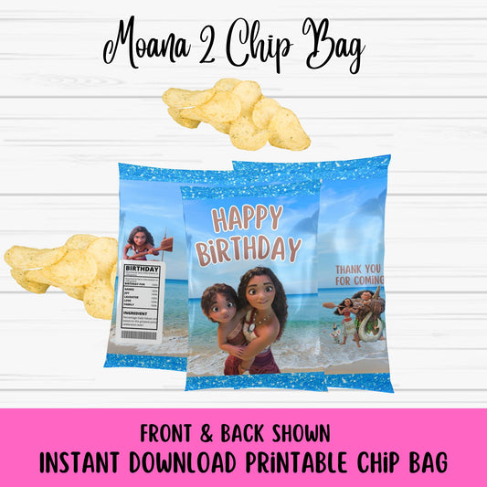 Moana 2  Chip Bag Online - Printable Moana Chip Bag - Instant Download 