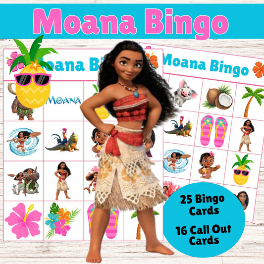 Moana Bingo Game for Parties - Printable Moana Bingo Activity Online 