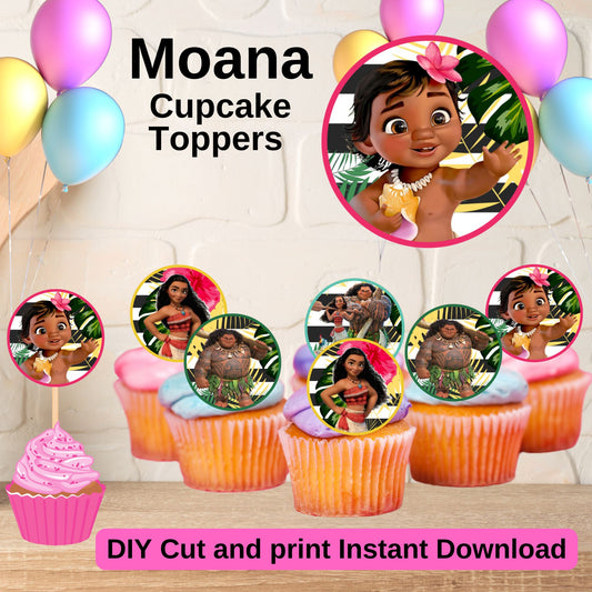 Moana Cupcake Toppers - Printable Moana Maui Cupcake Toppers Online 