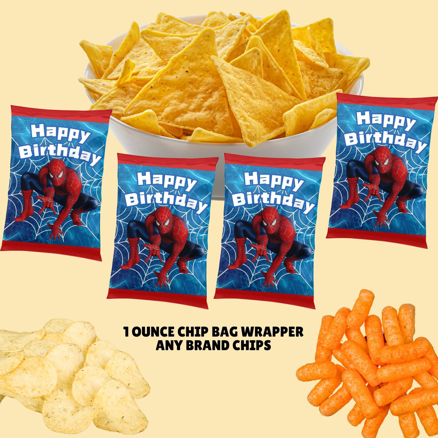 spiderman treat bags, spiderman chip bags printable 