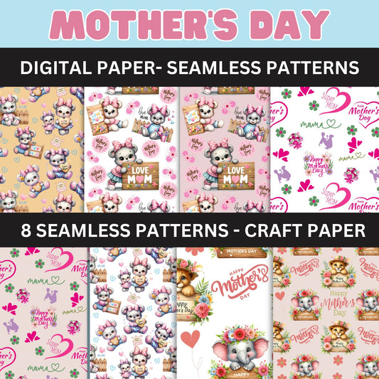 Mother's Day Seamless Digital Pattern Background-Printable