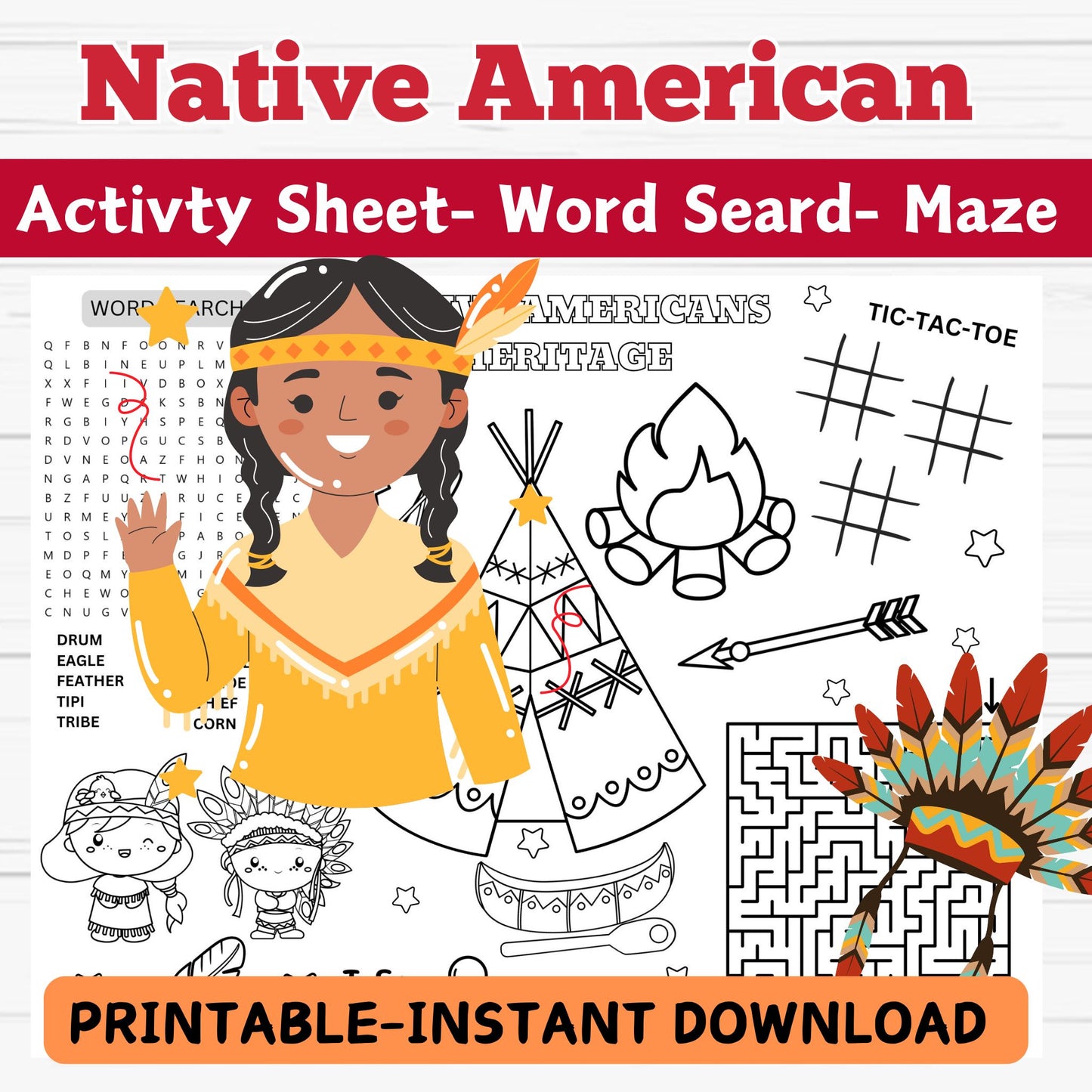 Native American Heritage Month Activity Sheet for Kids - Printable