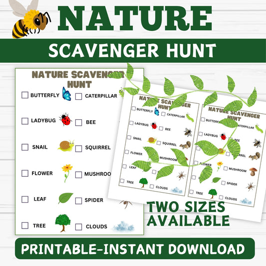 Nature Scavenger Hunt for Kids- Printable - Instant Download