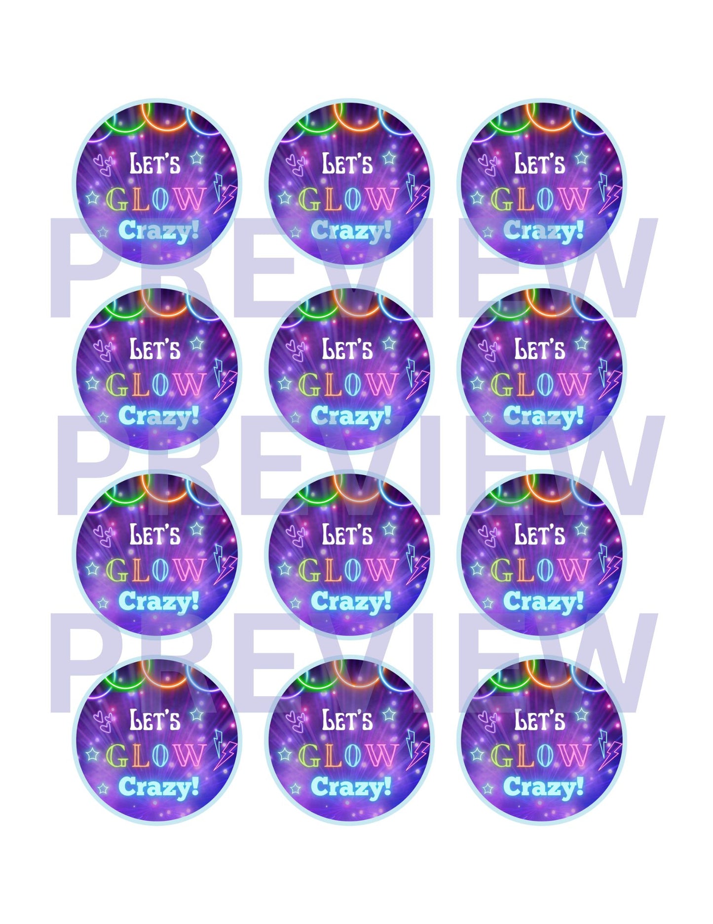 glow party online printables 