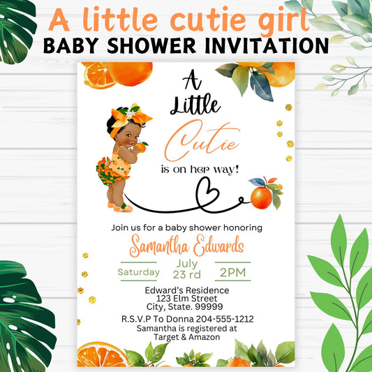 Invitation à une baby shower pour une jolie fille afro-américaine