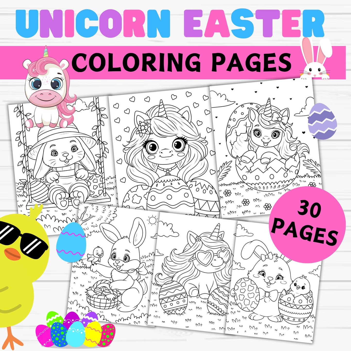 Unicorn Easter Coloring Pages - Printable Download