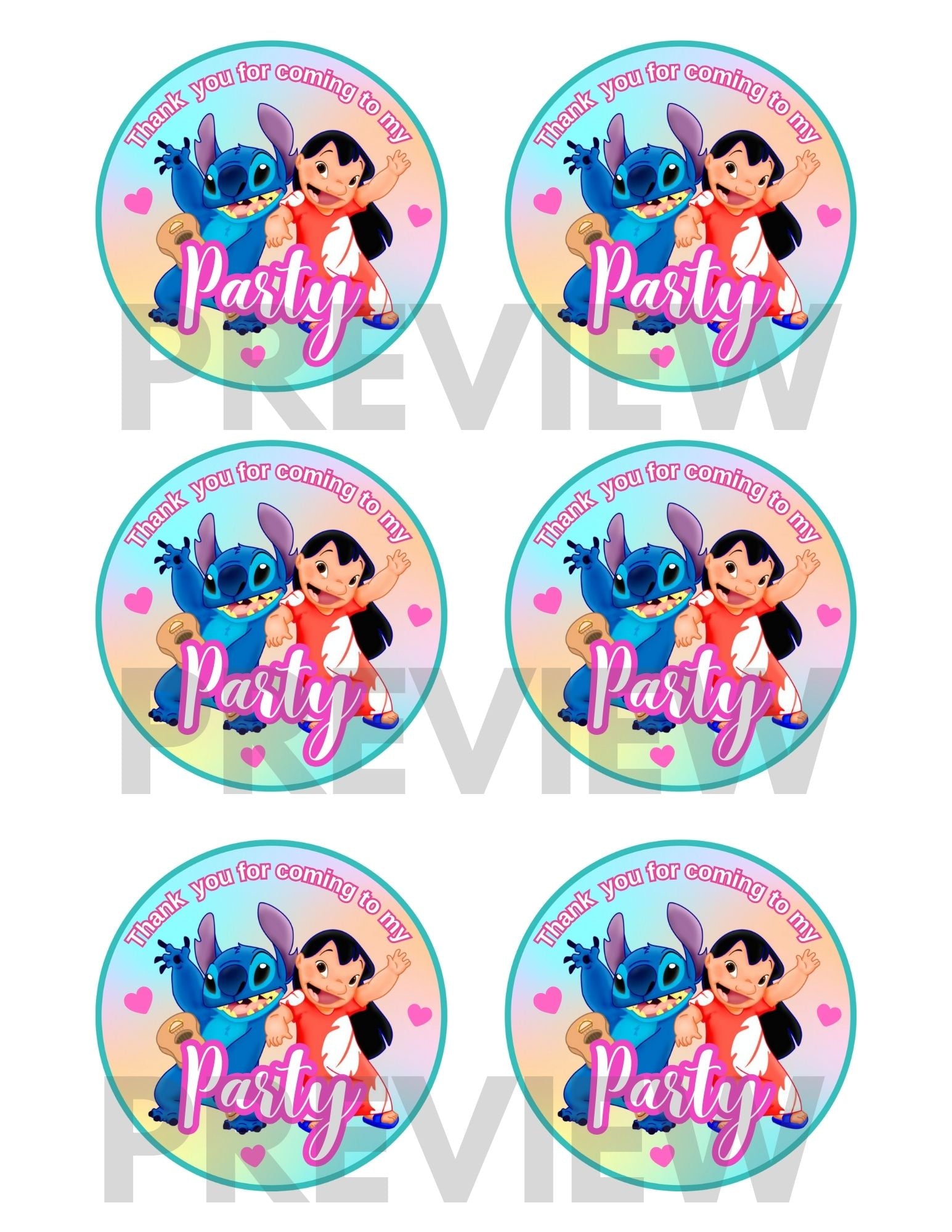 lilo and stitch party stickers tags 