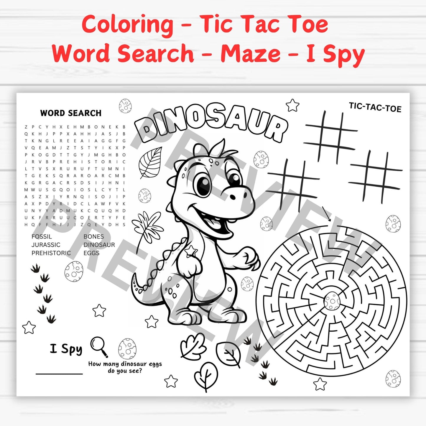 dinosaur activity coloring sheet