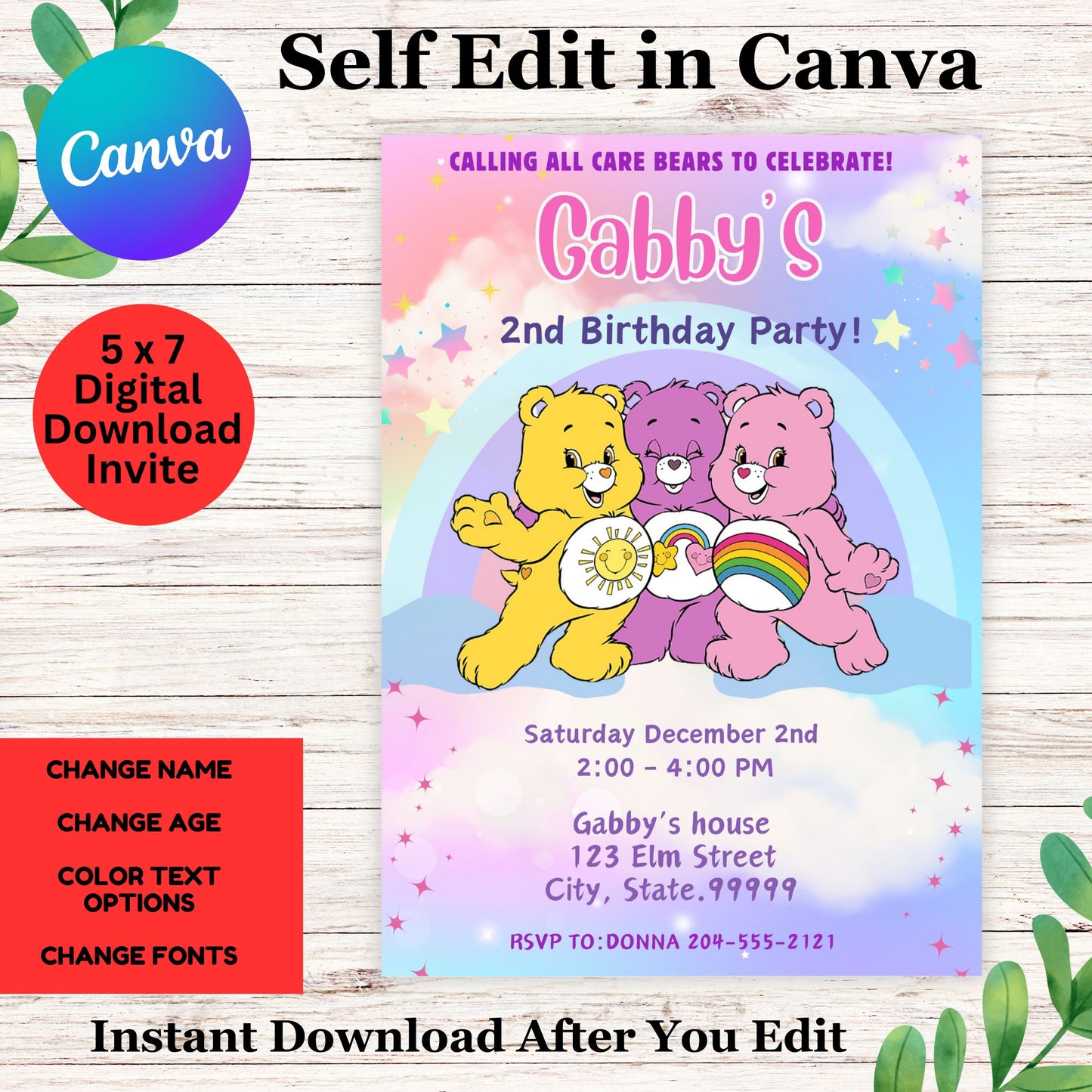 Care Bears Birthday Invitation - Care Bears Birthday Party Invitation Template Canva 