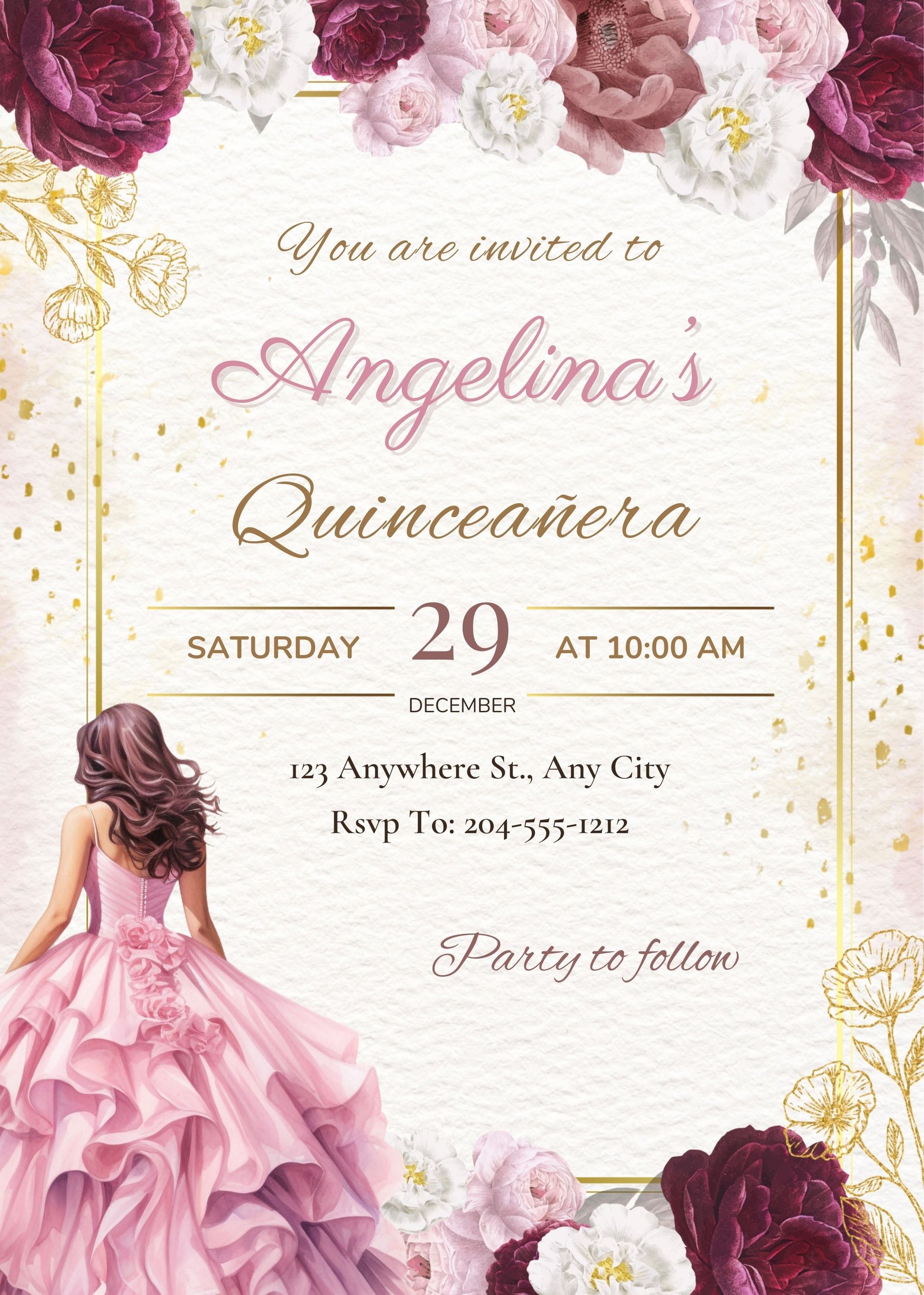 Quinceañera birthday party invite 