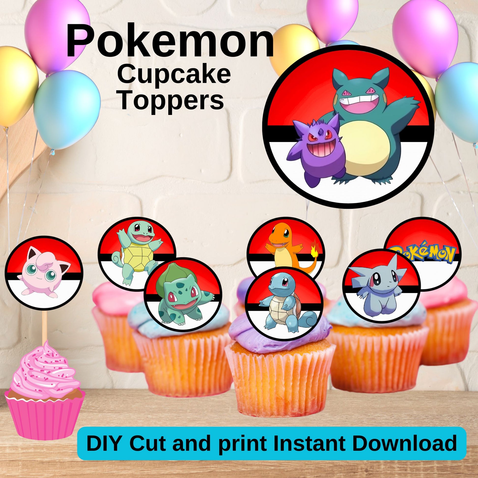 Free Printable Pokemon Cupcake Toppers Free Printable Pokemon Cupcake Toppers