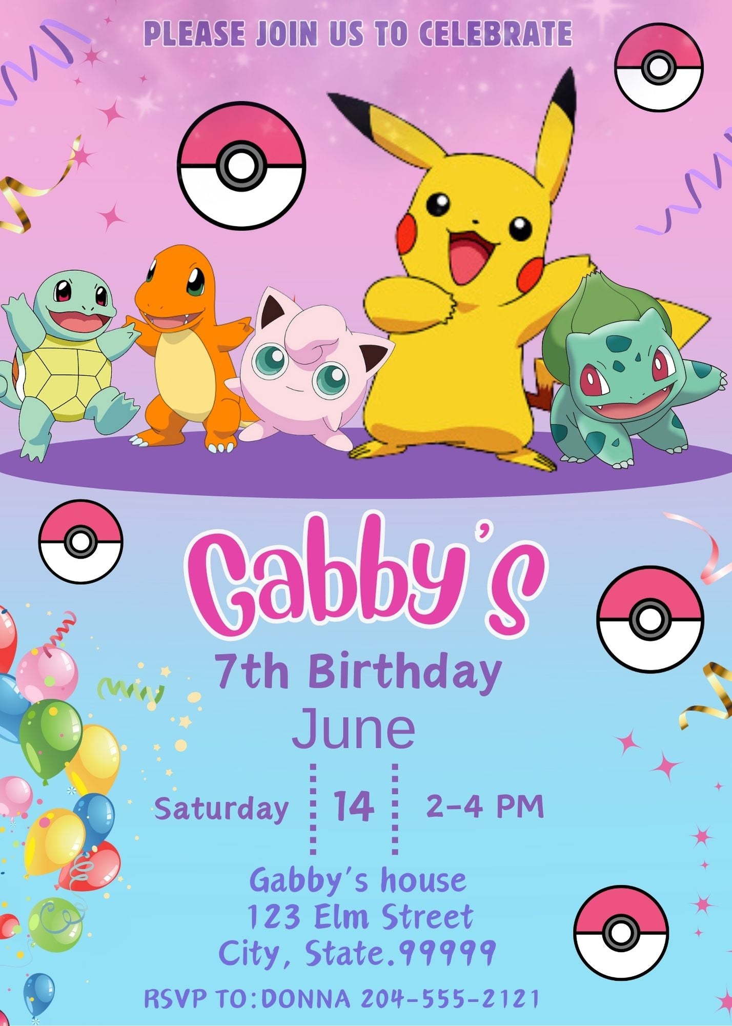 pokemon birthday invitation template