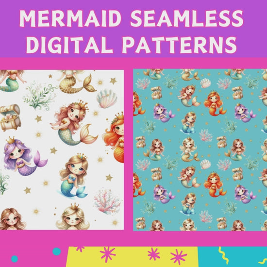 mermaid seamless pattern , mermaid craft paper, mermaid clip art paper, mermaid digital patterns