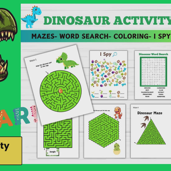 dinosaur coloring pages, dinosaur mazes, dinosaur activity printable