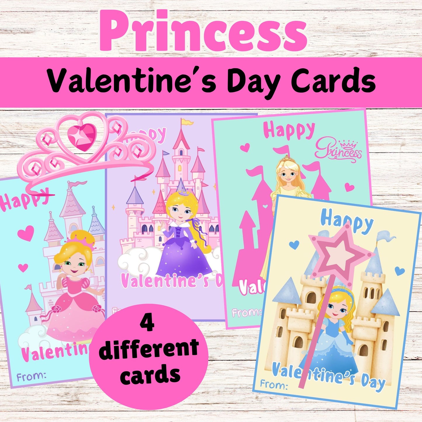 Princess Valentine's Day Cards - Cute Princess Printable Valentine's Day Cards