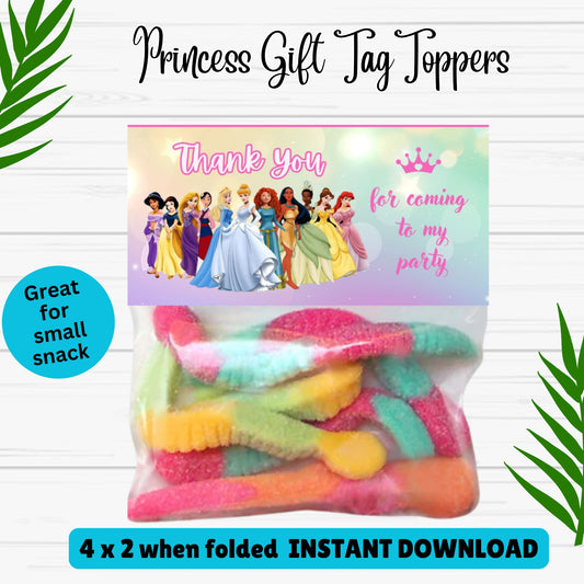 Princess Party Favor Favor Bag Toppers - Printable Instant Download 