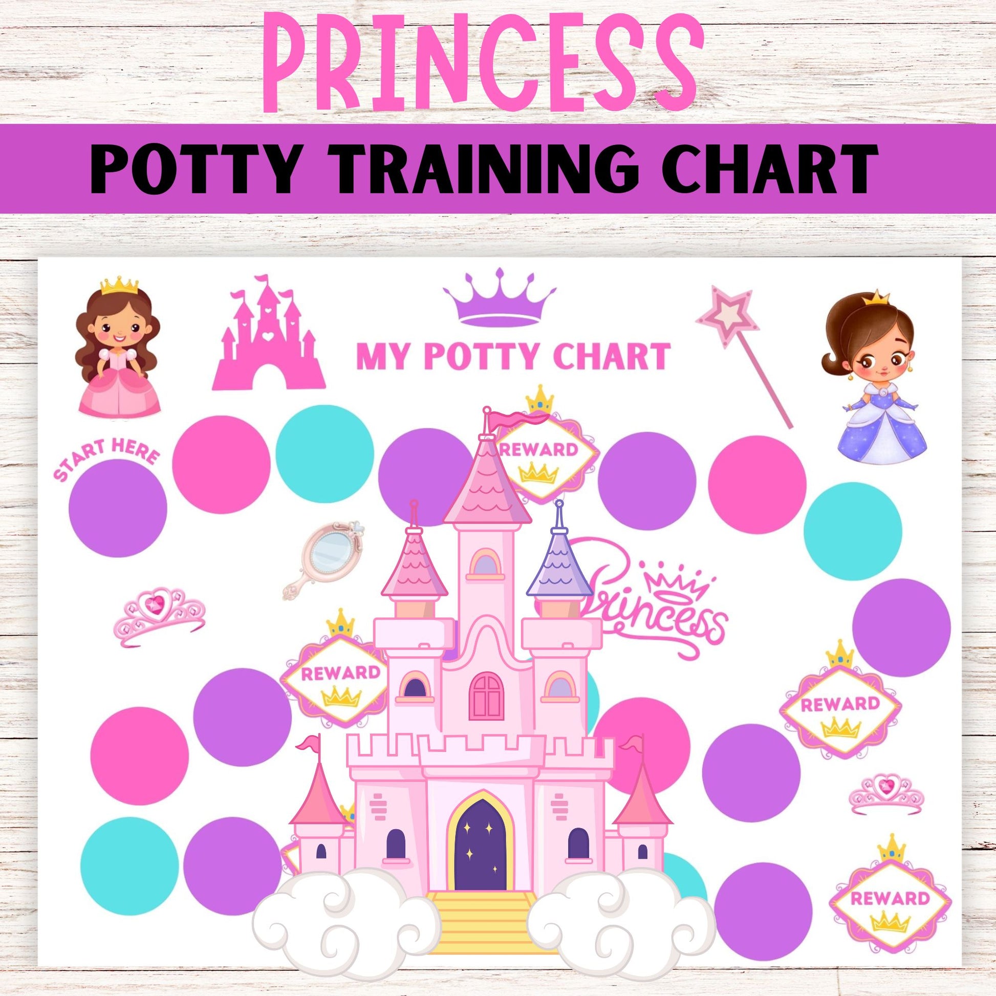 Princess Potty Training Chart for Girl - Printable Princess Themed Potty Training  