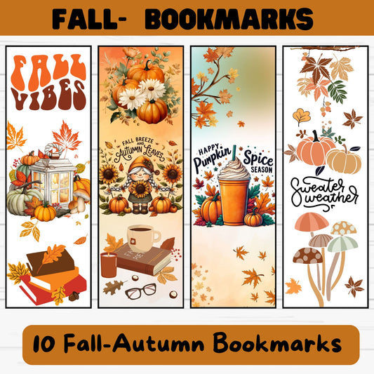 Cozy Fall Bookmarks Printable Set - Autumn Digital Download | Book Lover Gift