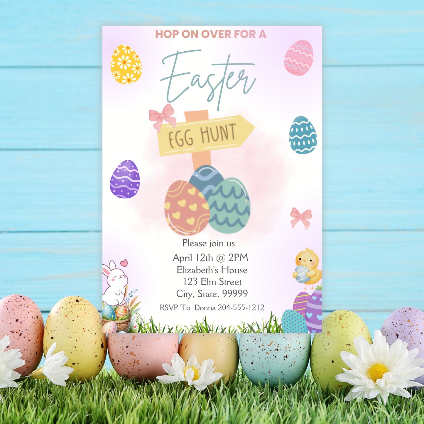 cute easter egg hunt invite 