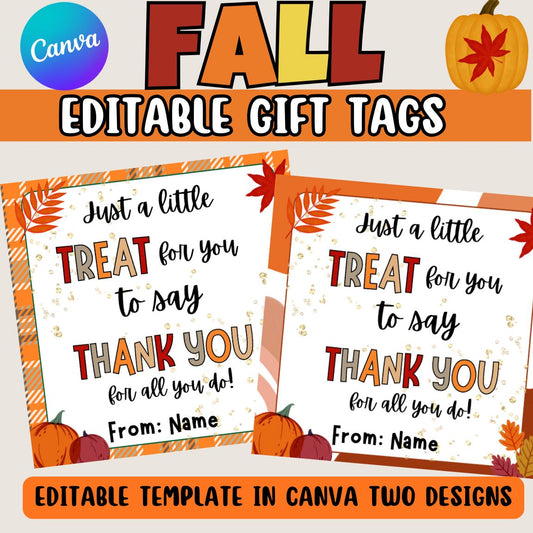 Printable Fall Gift Tags Decor Activities for Teachers and Students- Autumn Gift Tag