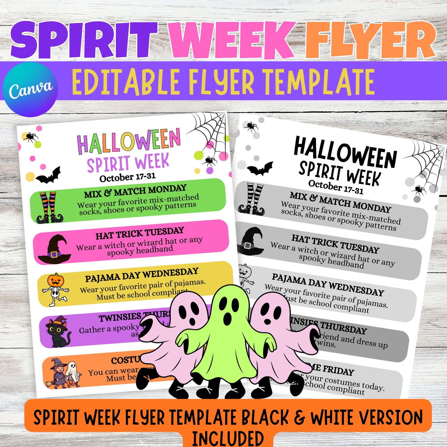 Printable Halloween Spirit Week Flyer- Ghoulishly Good Treats for the Whole Crew!