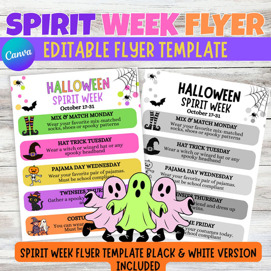 Printable Halloween Spirit Week Flyer- Ghoulishly Good Treats for the Whole Crew!