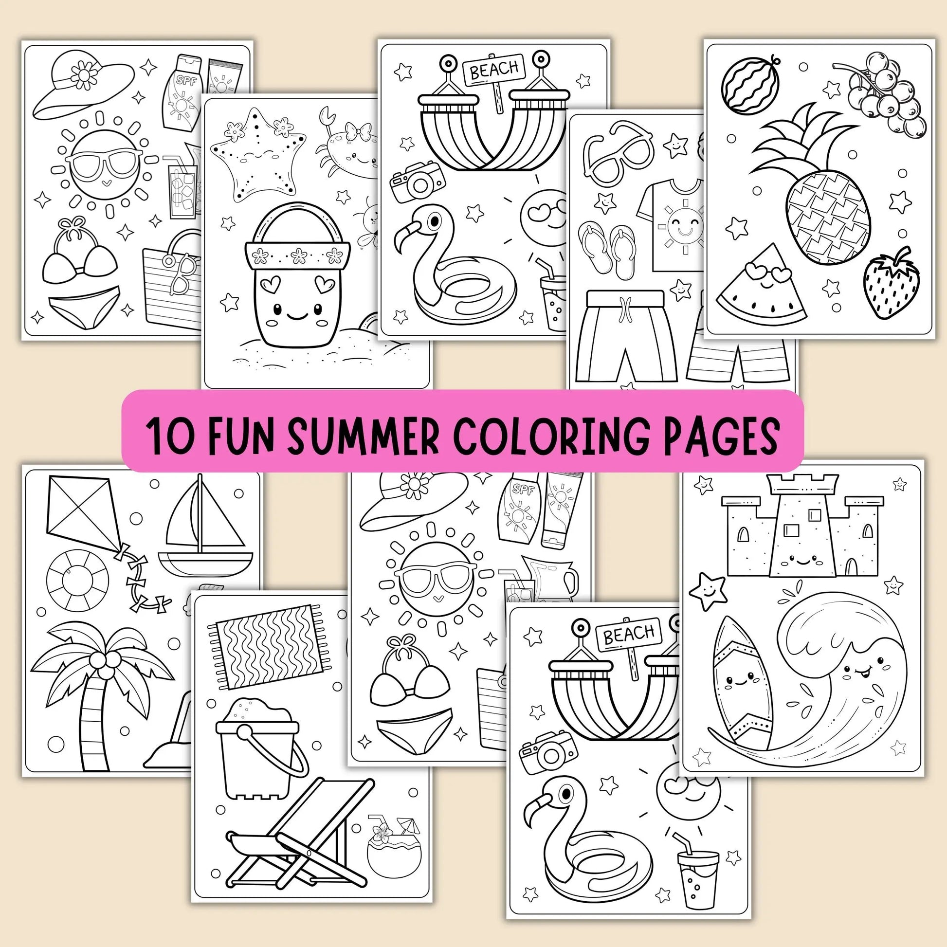 Summer-themed ice cream cone coloring page with three scoops and a cherry on top."