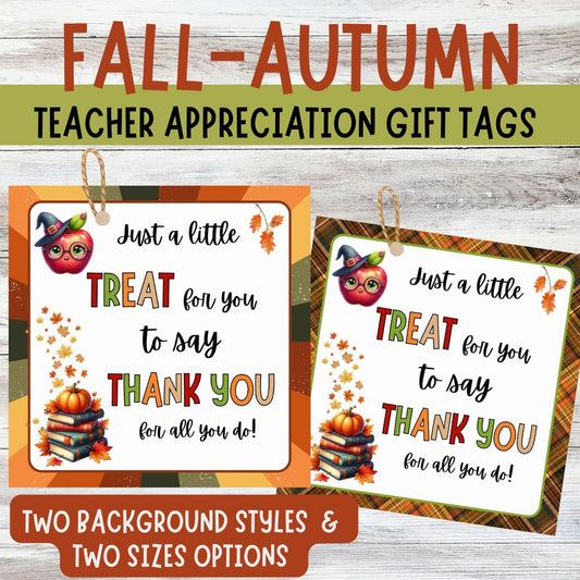 Fall Teacher Gift Tags, Pumpkin Appreciation Labels, Autumn Thank You Tag, Teacher Appreciation Gift, Instant Download