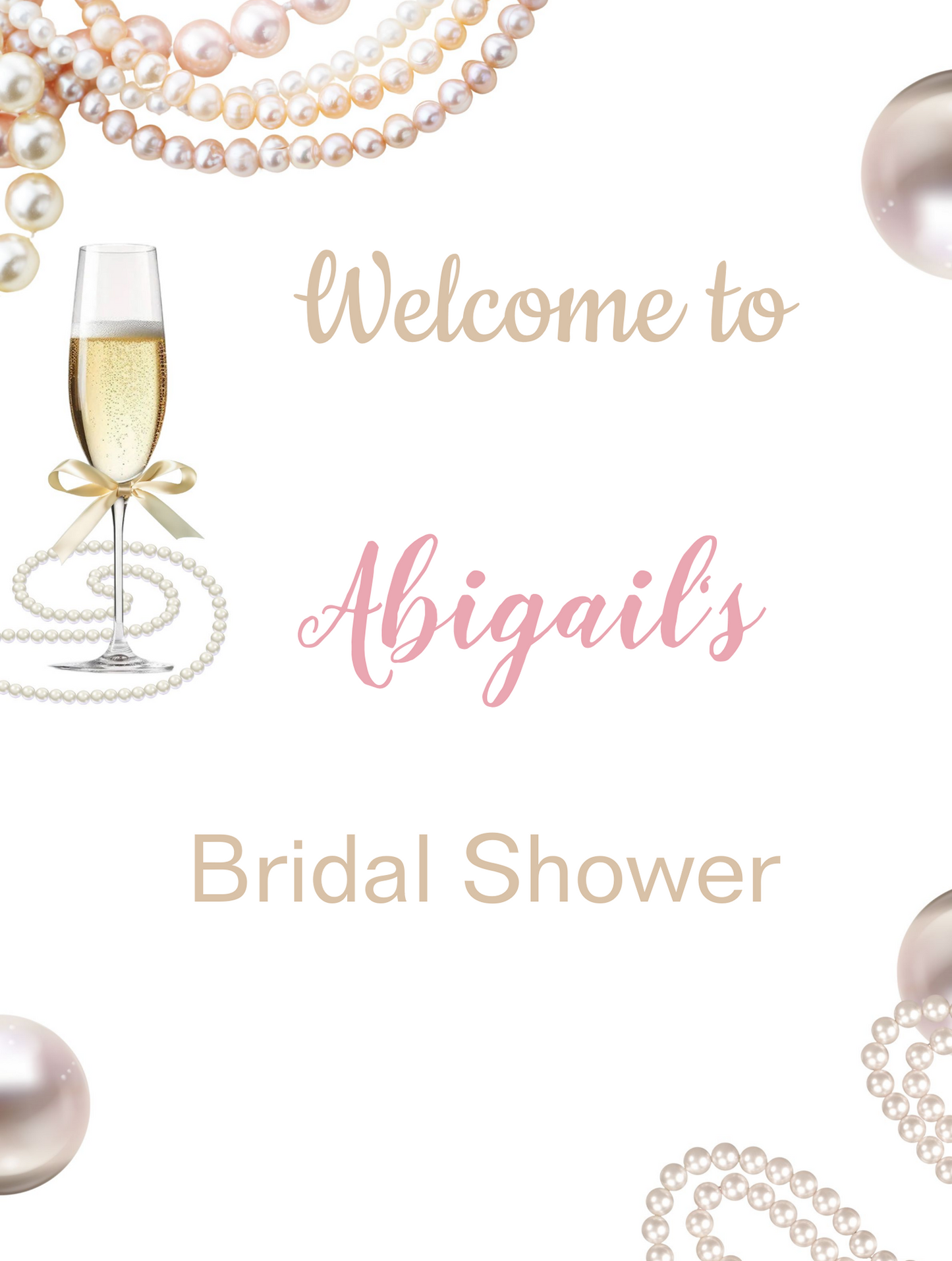 pearls and prosecco bridal party sign