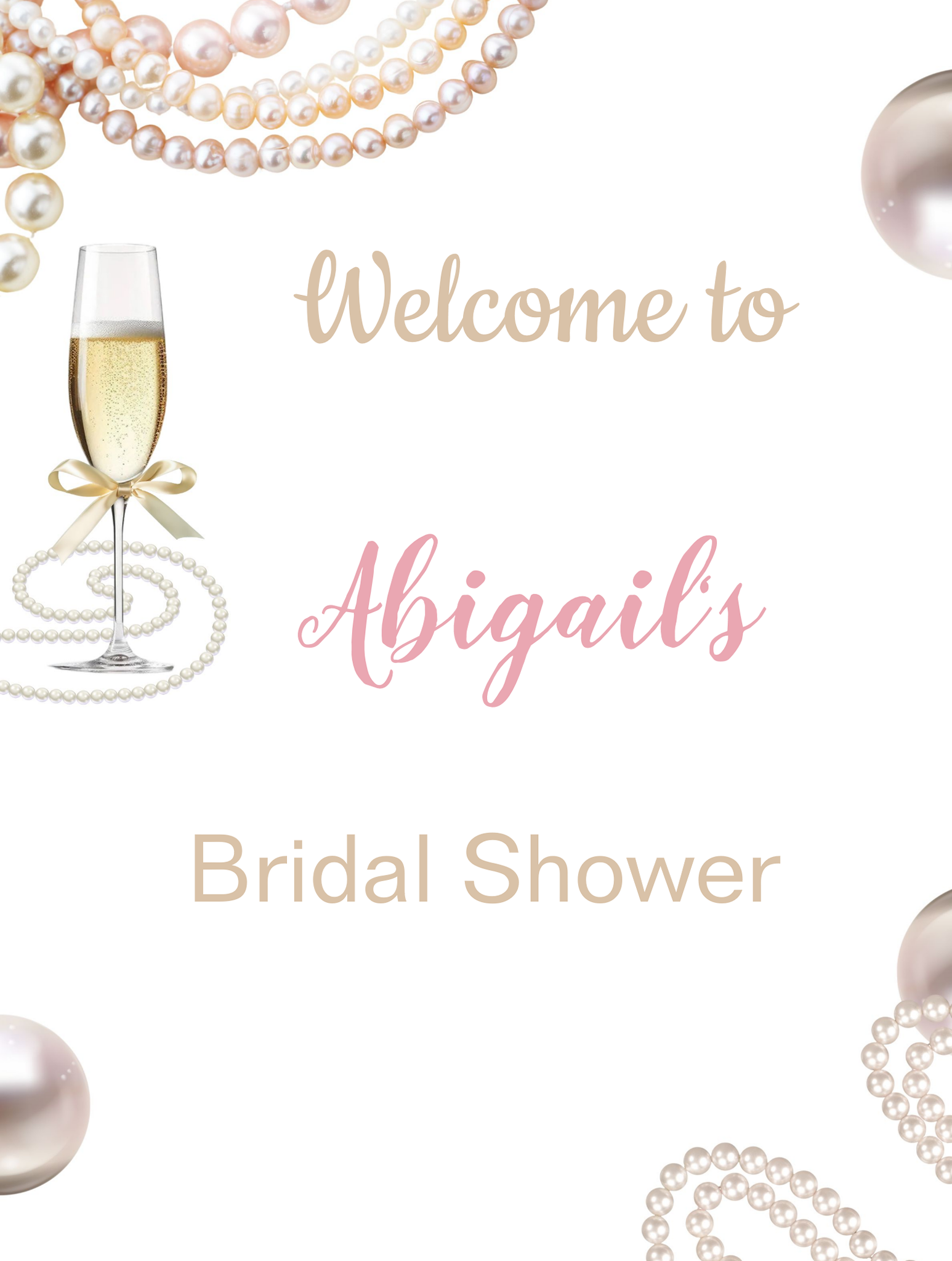 pearls and prosecco bridal party sign
