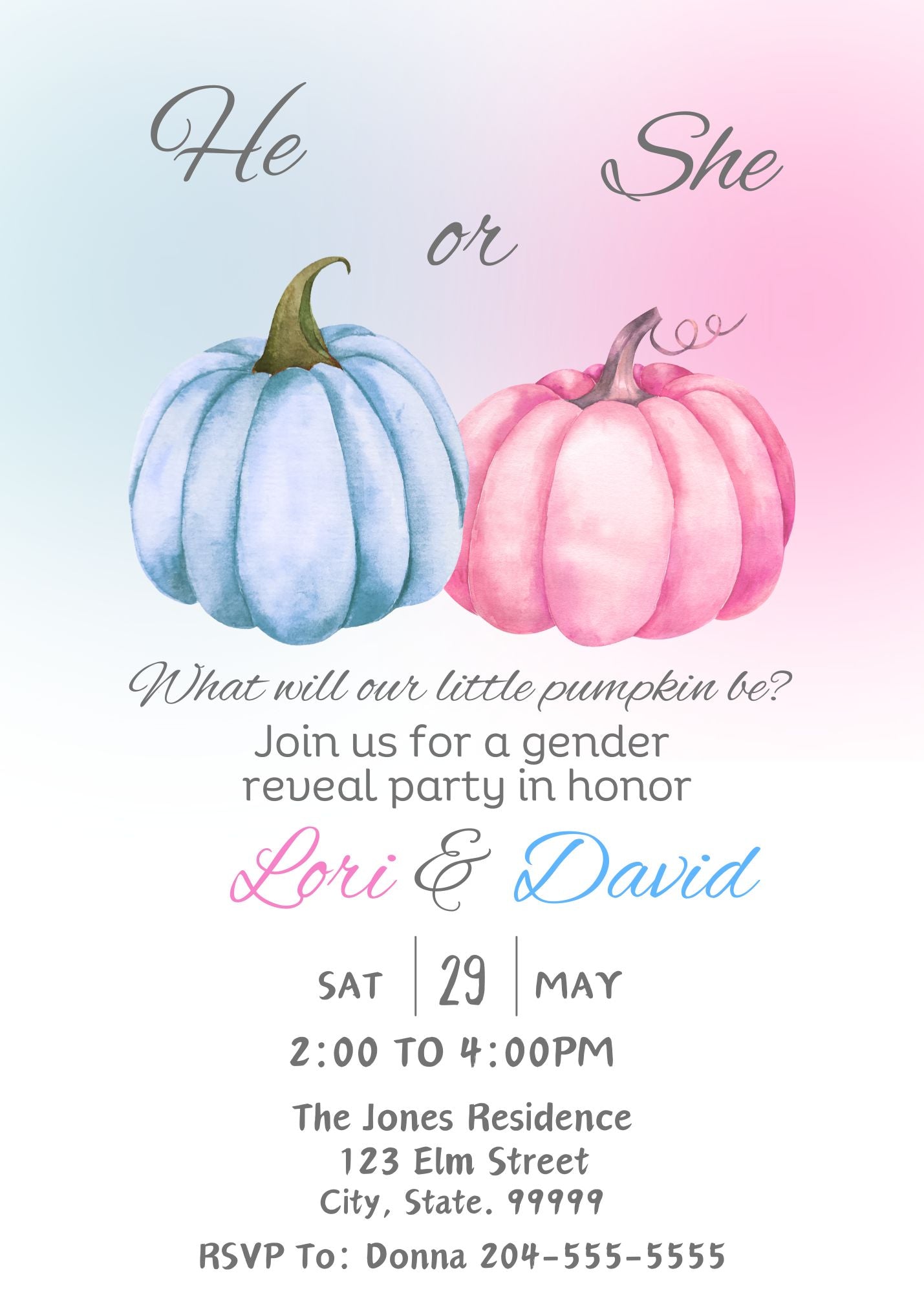 pumpkin gender reveal invitations