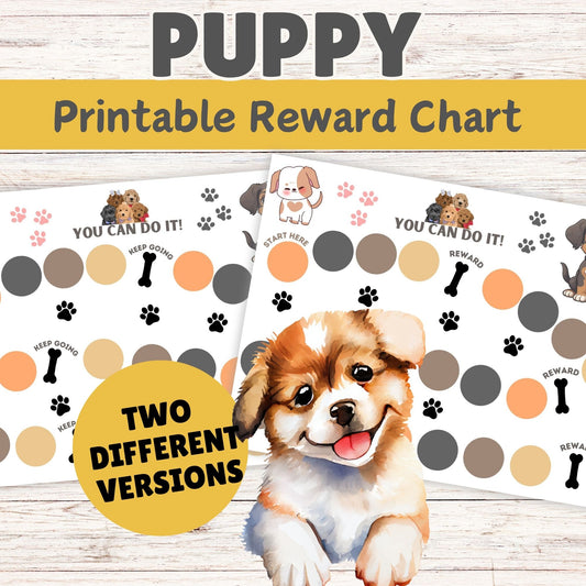 Puppy Reward Chart for Kids - Printable Animal Themed Reward Chart Children