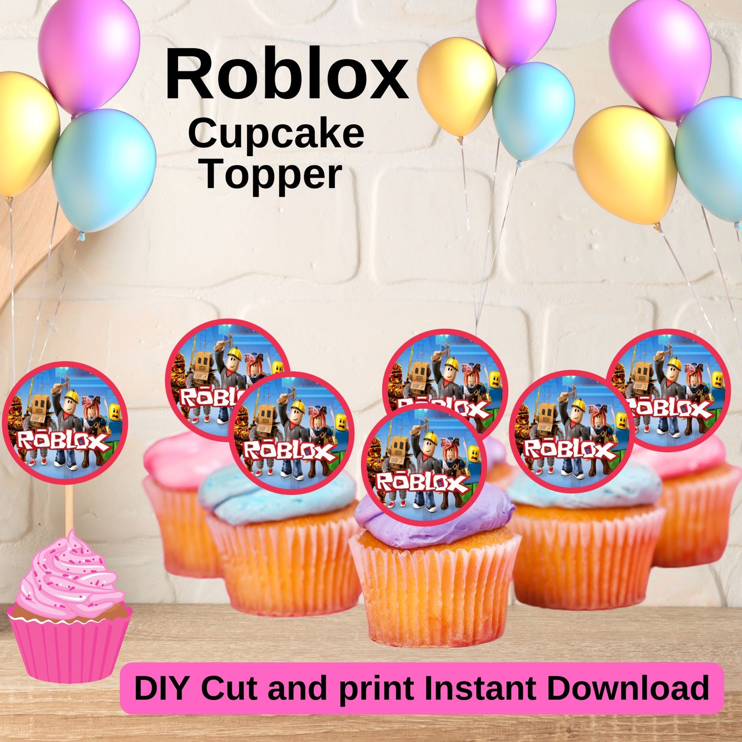 Roblox Cupcake Toppers - Printable Boy Roblox Cupcake Topper  