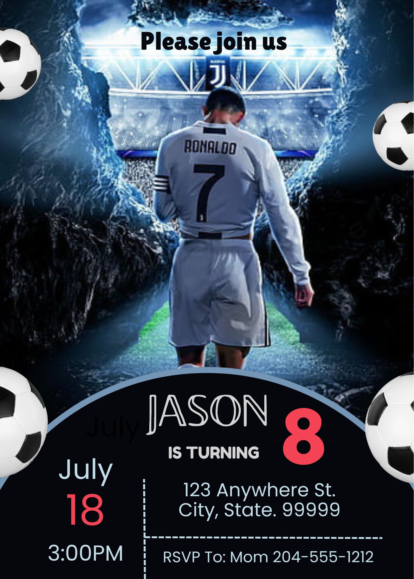 boys football soccer ronaldo birthday party