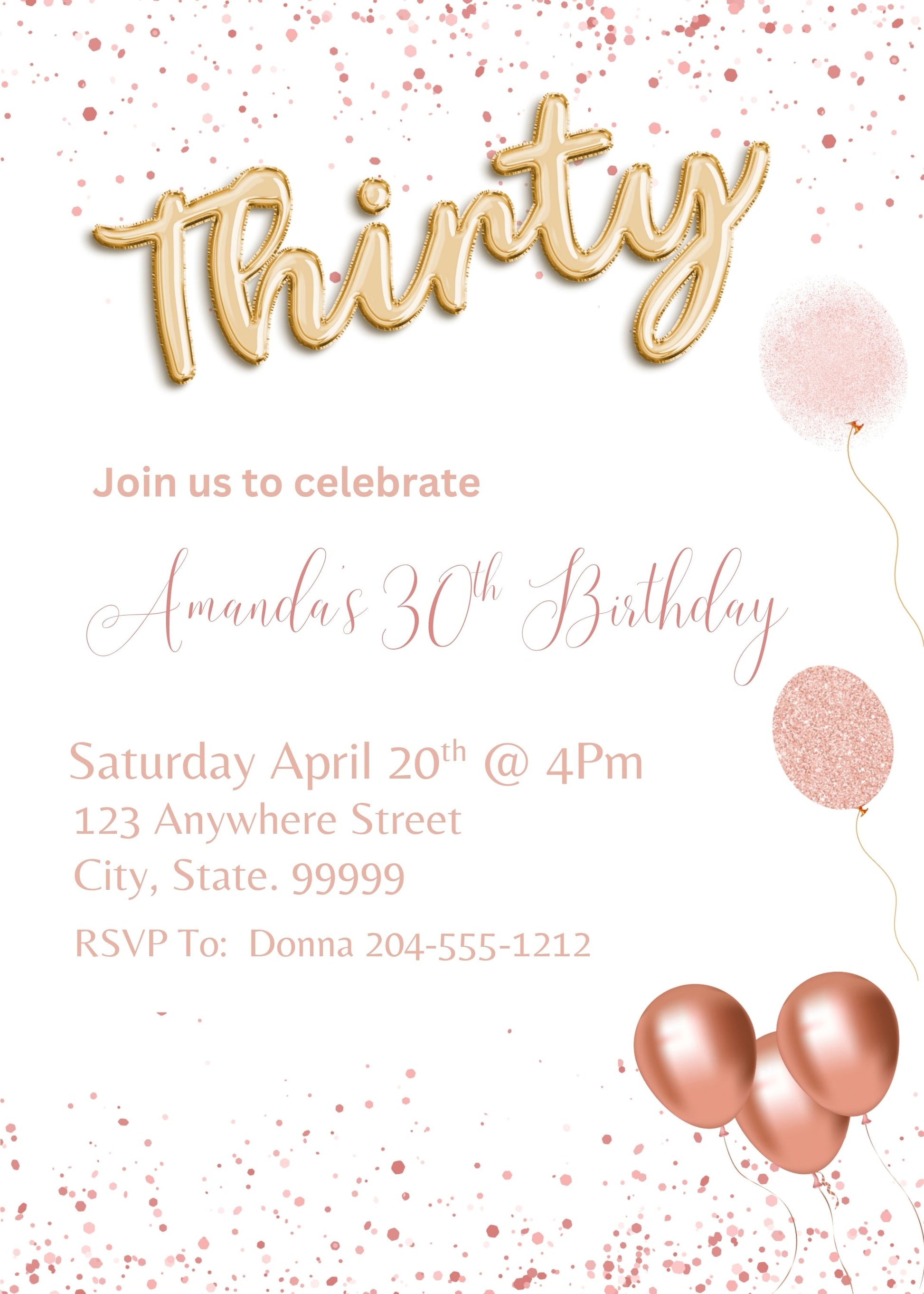 30th personalized birthday invite 