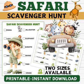 Jungle Safari Scavenger Hunt Printable- Safari Printable for Kids