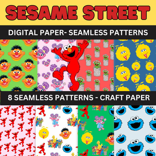 Sesame Street Digital Seamless Pattern Craft Paper- Printable Sesame Street Paper  