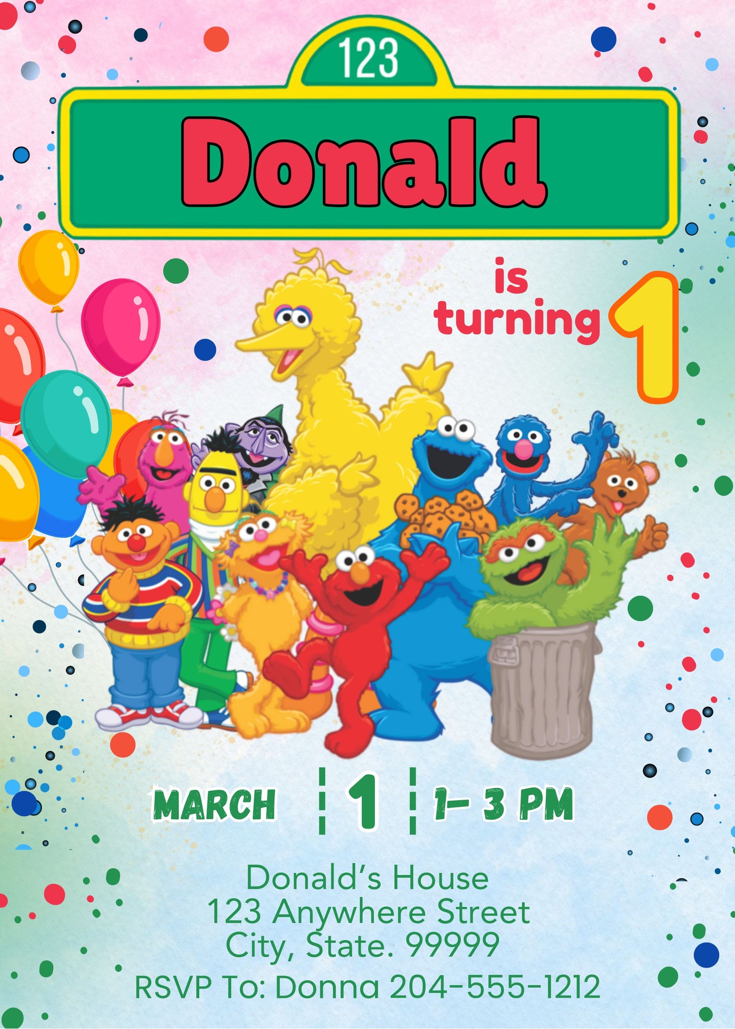 baby first sesame street birthday invite 