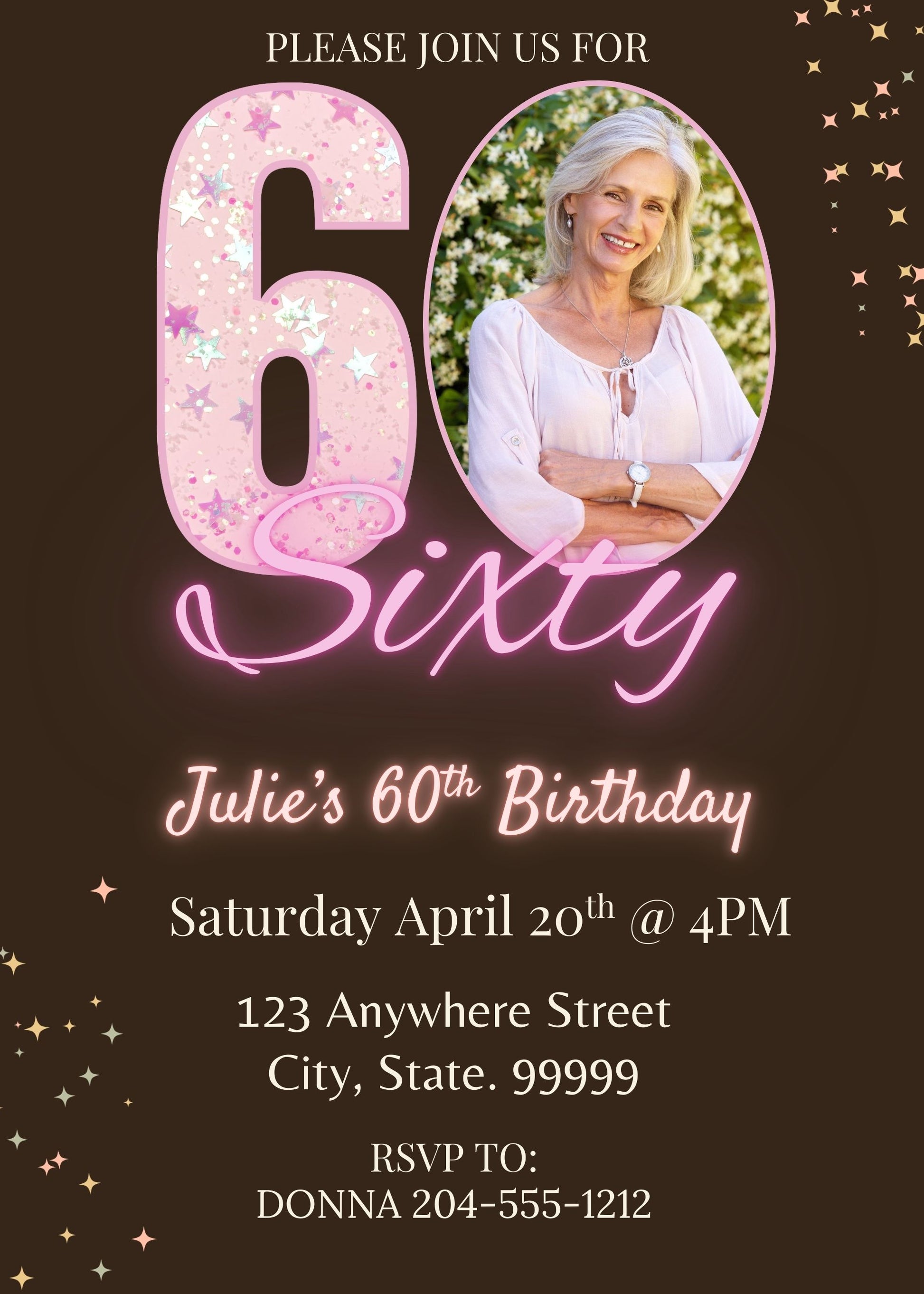 personalized 60th birthday invite 