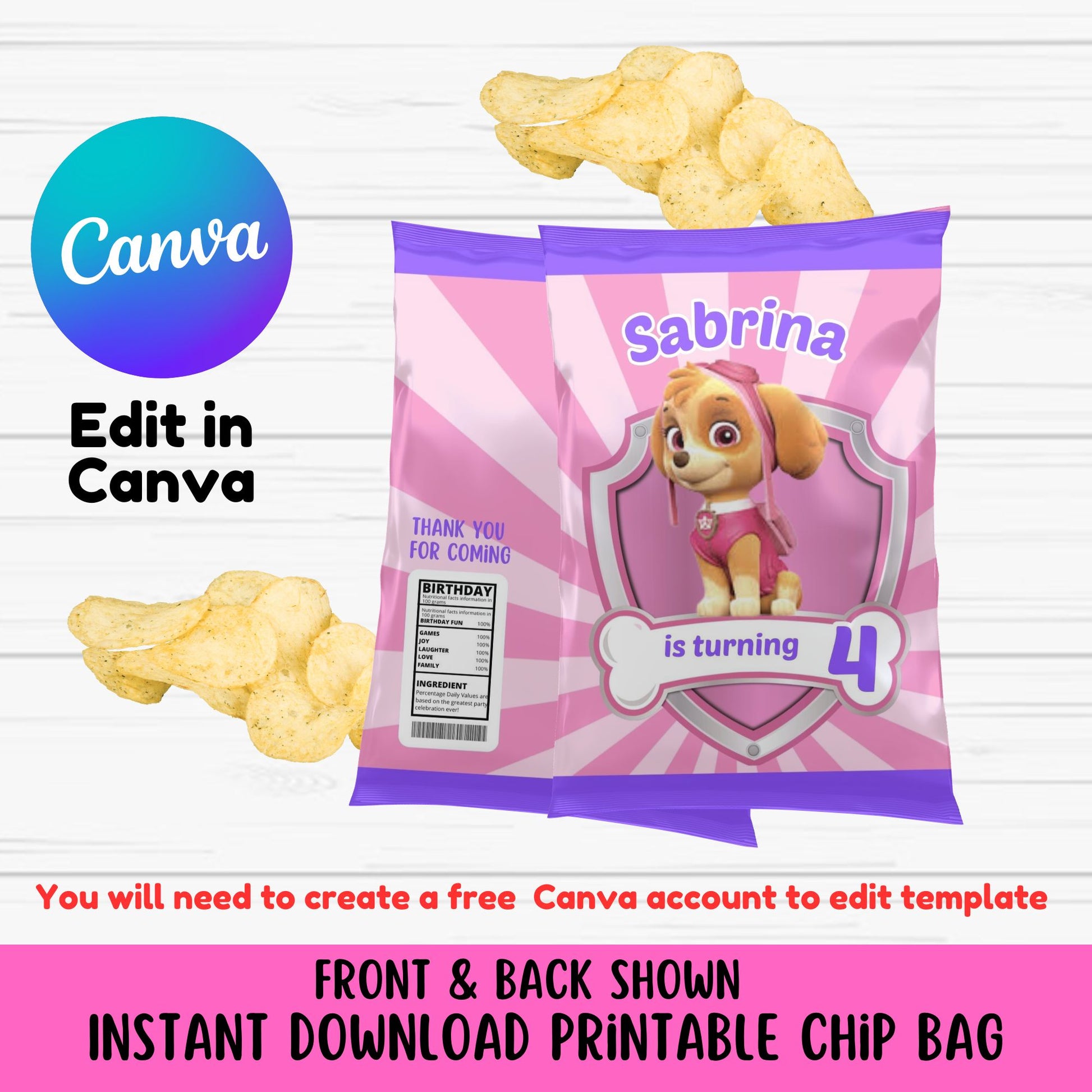 paw patrol chip bag template 