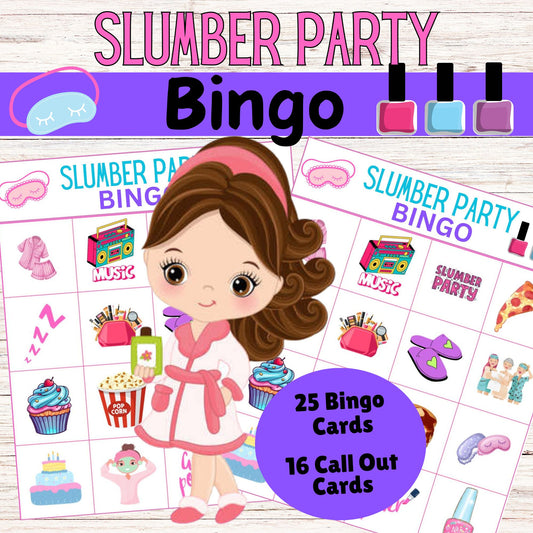 Slumber Party Bingo- Printable Slumber Party Games - Instant Download