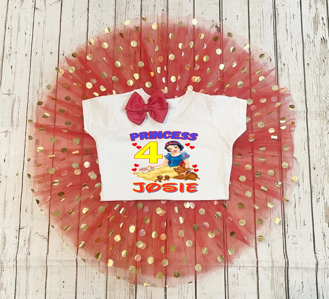 Snow White Birthday Tutu Outfit-Girls Snow White Birthday Shirt