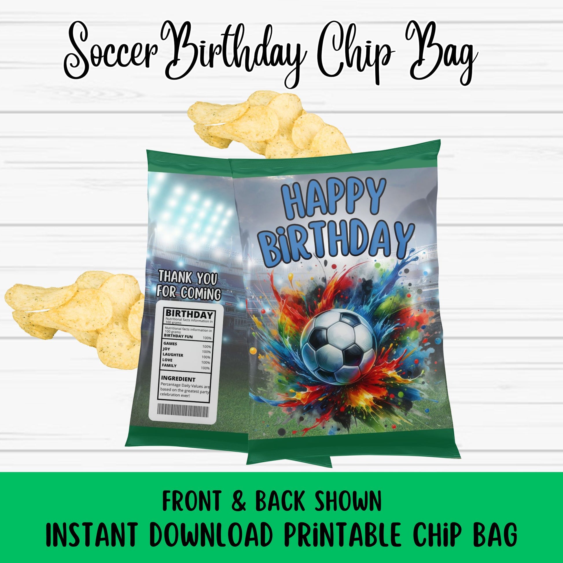 Soccer Birthday Chip Bag- Printable Soccer Birthday Chip Bags 