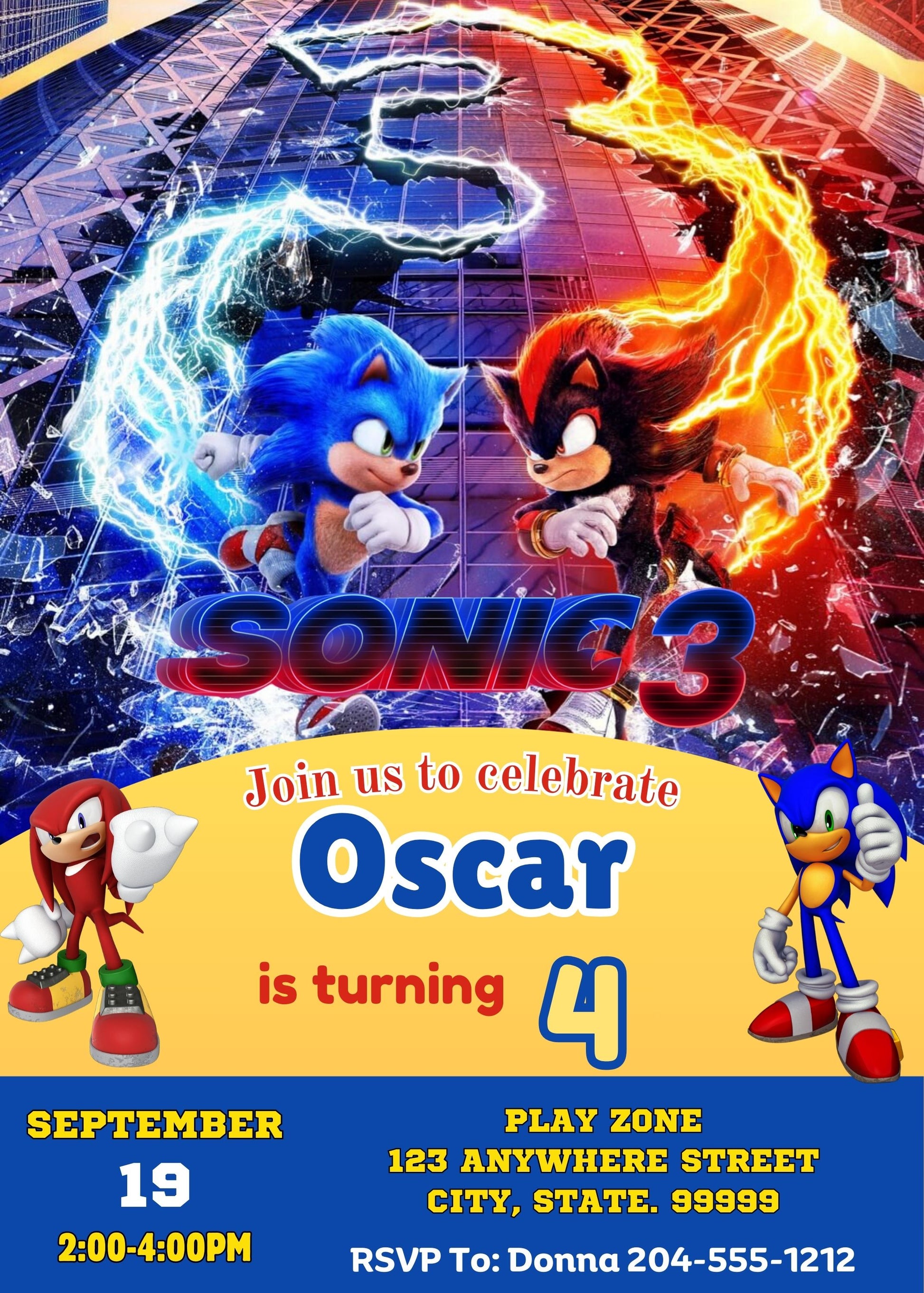 sonic birthday invitations
