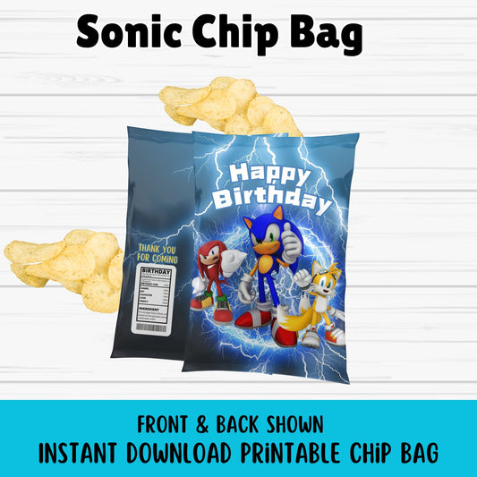 Sonic the Hedgehog Birthday Party Chip Bag - Printable Sonic Chip Bags 