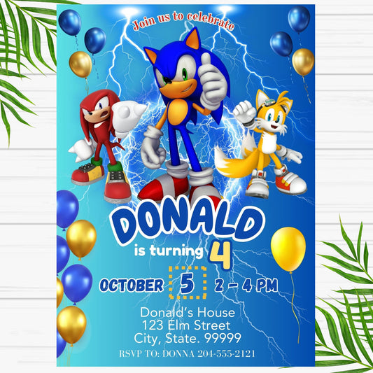 Sonic the Hedgehog Birthday Invitation - Printable Hedgehog Invite Online 