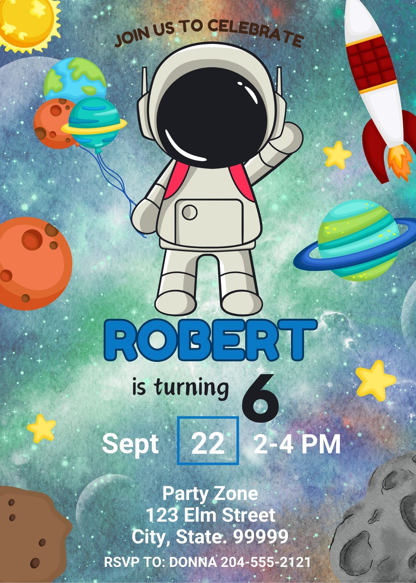 space birthday printable invitation templates 